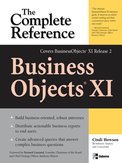 Title details for BusinessObjects XI (Release 2) by Cindi Howson - Wait list